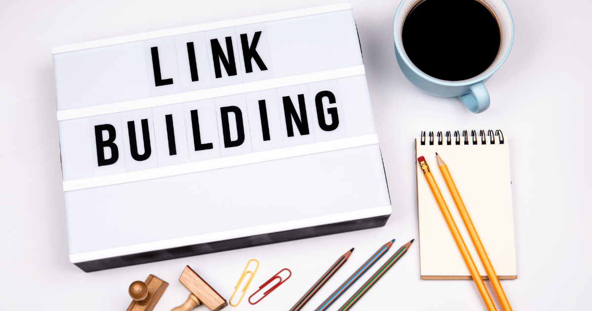 Letrero de Link Building en una oficina